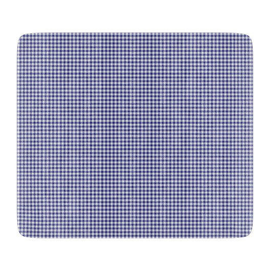 Blue-White Gingham-6 x 7 GLASS CUTTING BOARD Schneidebrett (Vorderseite)