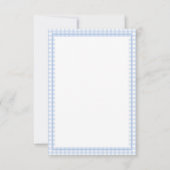 Blue White Gingham Baby Dusche Dankeskarte (Rückseite)
