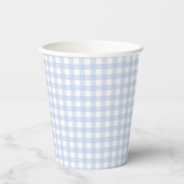 Blue & White Gingham Baby Dusche Pappbecher