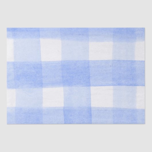 Blue White Gingham Check Seidenpapier (Vorderseite)
