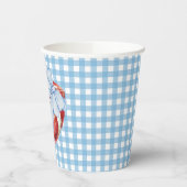 Blue & White Gingham Football Bow Cups Pappbecher (Links)
