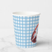 Blue & White Gingham Football Bow Cups Pappbecher (Rechts)