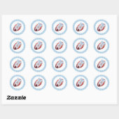 Blue & White Gingham Football Bow Sticker (Blatt)