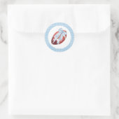 Blue & White Gingham Football Bow Sticker (Tasche)