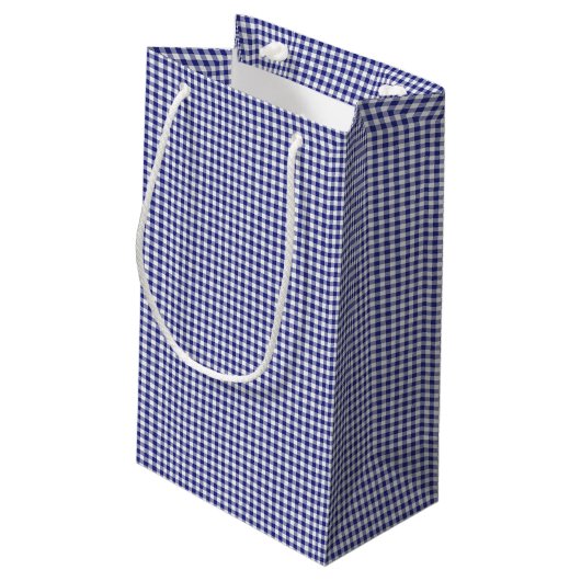 Blue-White Gingham-GIFT BAG Kleine Geschenktüte (Rückseite Schrägansicht)