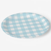 Blue & White Gingham Kariert Paper Teller (Schrägansicht)