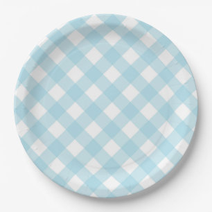 Blue & White Gingham Kariert Paper Teller