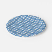 Blue & White Gingham Karo Babydusche Papierplatte Pappteller (Schrägansicht)