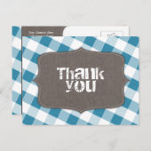 Blue & White Gingham Leinwand Danke Postcards Postkarte (Vorne/Hinten)