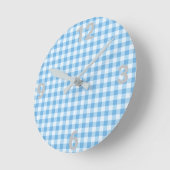 Blue White Gingham Moderne Uhr (Winkel)