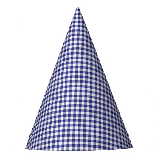 Blue-White Gingham-PAPER PARTY HATS Partyhütchen (Vorderseite)