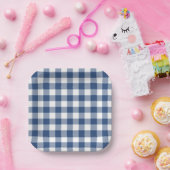 Blue White Gingham Pattern Pappteller (Party)