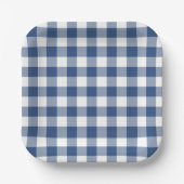 Blue White Gingham Pattern Pappteller (Vorderseite)