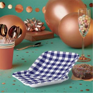 Blue White Gingham Pattern Pappteller