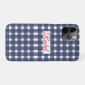 Blue White Gingham Personalisiert Case-Mate iPhone Hülle (Rückseite (Horizontal))