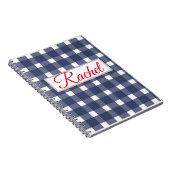 Blue White Gingham Personalisiert Notizblock (Rechte Seite)