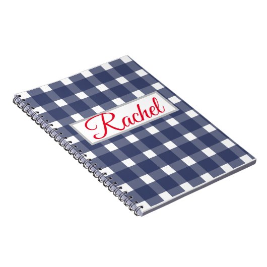 Blue White Gingham Personalisiert Notizblock (Rechte Seite)