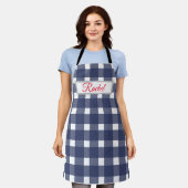 Blue White Gingham Personalisiert Schürze (Getragen)