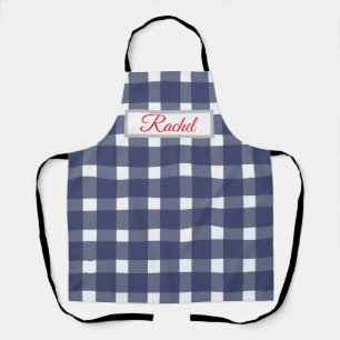 Blue White Gingham Personalisiert Schürze