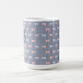 Blue White Gingham Pink Blue Coquette Bows Trendy  Kaffeetasse (Mittel)