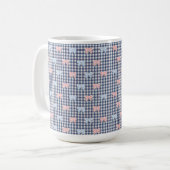 Blue White Gingham Pink Blue Coquette Bows Trendy  Kaffeetasse (Vorderseite Links)