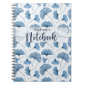 Blue & White Gingko Pflanze Spiral Foto Notebook Notizblock (Vorderseite)