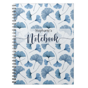 Blue & White Gingko Pflanze Spiral Foto Notebook Notizblock