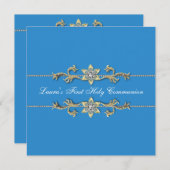 Blue White Girls Erste Einladungen (Vorne/Hinten)