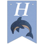 Blue White Glittery Jumping Birthday Dolphin Wimpelkette (Erste Fahne)
