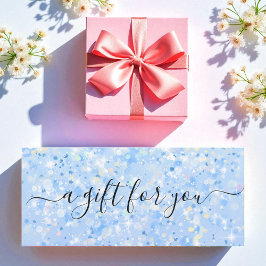Blue White Glitzer Business Geschenkgutschein