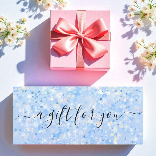 Blue White Glitzer Business Geschenkgutschein