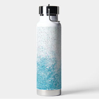 Blue & White Glitzer Ombre Trinkflasche