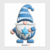 Blue White Gnome holding Star of David Aufkleber (Blatt)