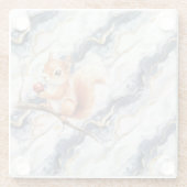 Blue White Gold Abstract Squirrel Apple Glasuntersetzer (Rückseite)