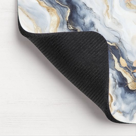 Blue White Gold Abstract Squirrel Apple Mousepad (Ecke)