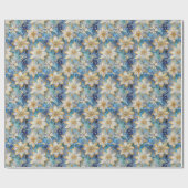 Blue White Gold Christmas Poinsettias Geschenkpapier (Flach)