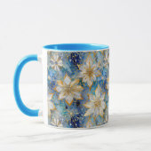 Blue White Gold Christmas Poinsettias Tasse (Links)