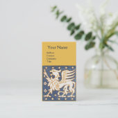BLUE WHITE GOLD FANTASY GRIFFIN MONOGRAMM VISITENKARTE (Stehend Vorderseite)