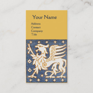 BLUE WHITE GOLD FANTASY GRIFFIN MONOGRAMM VISITENKARTE