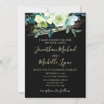 Blue White Gold Floral on Black Christlich Wedding
