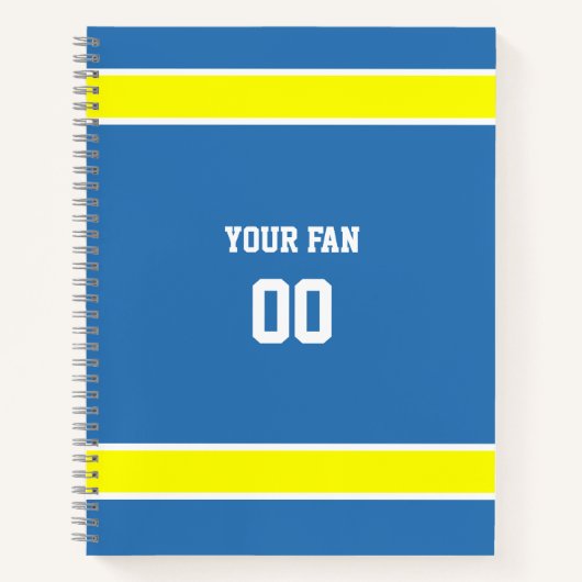 Blue, White & Gold Football Team Spiral Notizblock (Vorderseite)