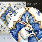 Blue White Gold Hare Mittelalterliche Skulptur Fliese