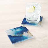 Blue White Gold Infusion Glasuntersetzer (Schrägansicht)