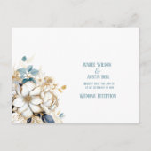 Blue White Gold Magnolia Postkarte (Vorderseite)