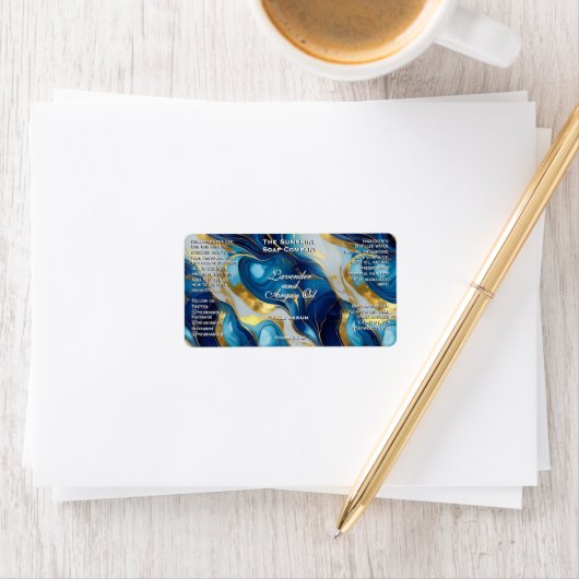 Blue White Gold Marmor Kosmetik Dropper Flasche Adressaufkleber (Insitu)