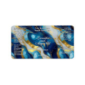 Blue White Gold Marmor Kosmetik Dropper Flasche Adressaufkleber (Vorne)