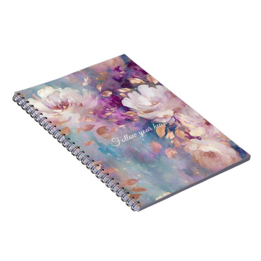 Blue White Gold Purple Floral Notizblock (Rechte Seite)