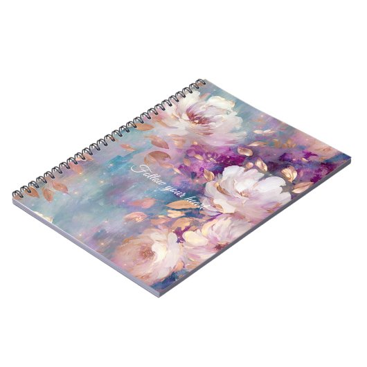 Blue White Gold Purple Floral Notizblock (Linke Seite)