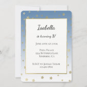 Blue White Gold Stars Birthday Einladung (Vorderseite)