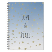 Blue White Gold Stars Liebe Peace Notizblock (Vorderseite)